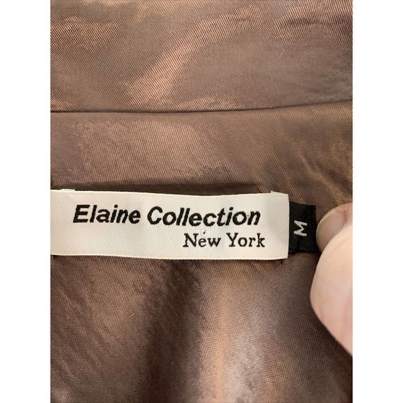 Elaine Collection New York Satin Blouse Top Crop Jacket Embroidered Floral Sz M - Picture 5 of 9